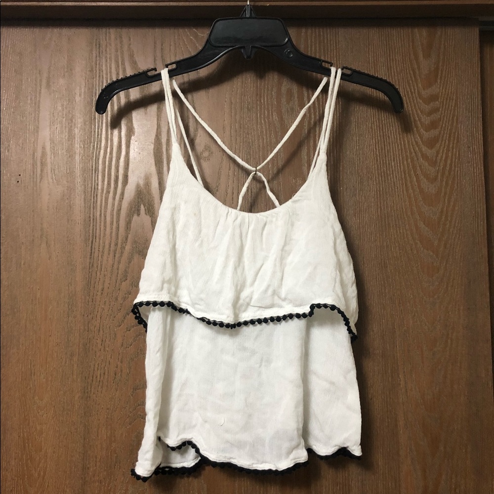 White Tank Top with Black Details